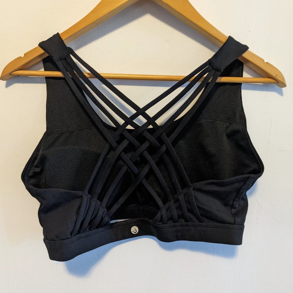 Strappy black lattice back bralette